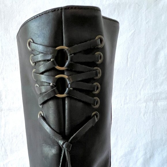 Coach Coty Boots, Black Leather Back Laces, Mid-Calf Size 10, Made in Italy EC - Picture 7 of 11